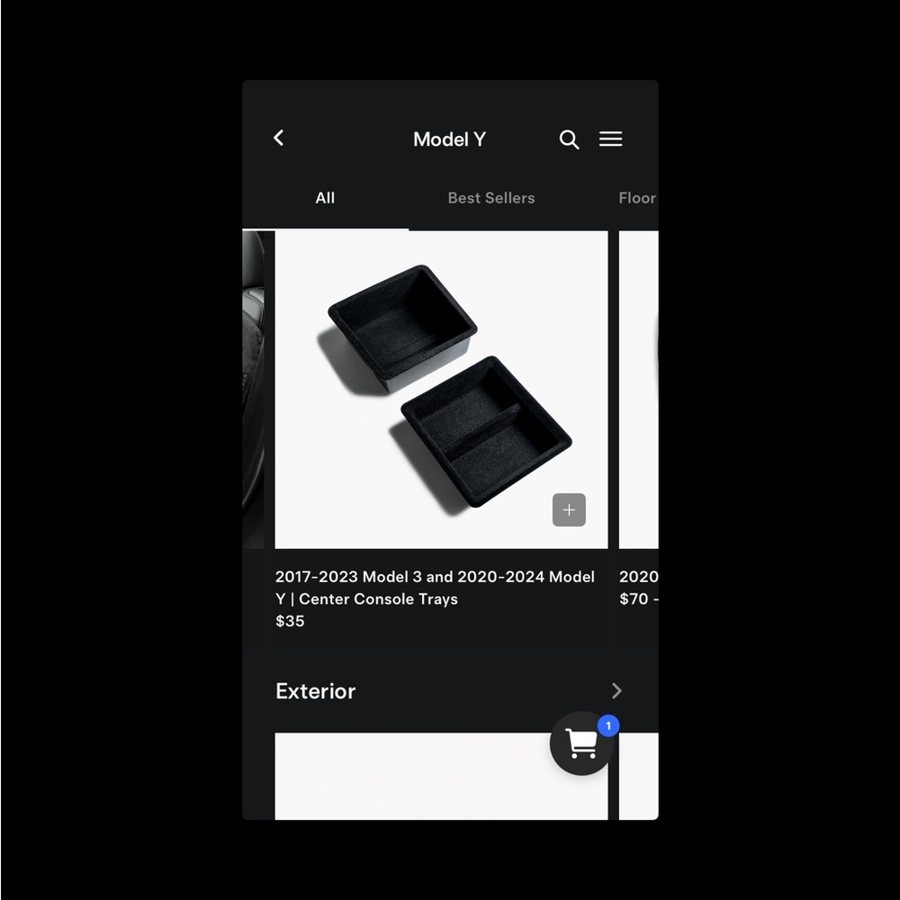 Tesla 3 or Y OEM center console trays
